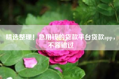精选整理！急用钱的贷款平台贷款app，不容错过