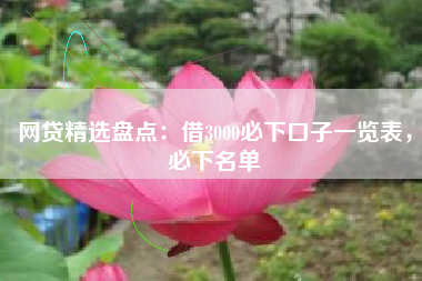网贷精选盘点：借3000必下口子一览表，必下名单