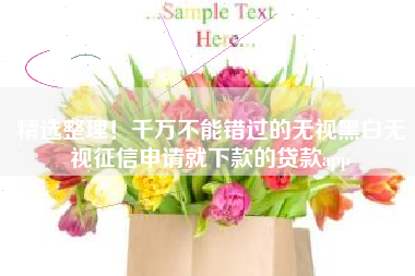 精选整理！千万不能错过的无视黑白无视征信申请就下款的贷款app