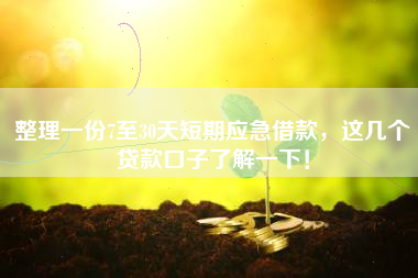 整理一份7至30天短期应急借款，这几个贷款口子了解一下！