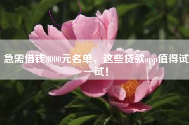 急需借钱3000元名单，这些贷款app值得试一试！