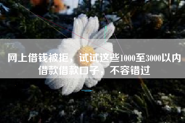 网上借钱被拒，试试这些1000至3000以内借款借款口子，不容错过