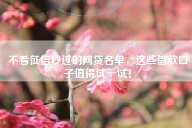 不看征信秒过的网贷名单，这些借款口子值得试一试！
