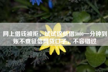 网上借钱被拒，试试这些借3000一分钟到账不查征信网贷口子，不容错过