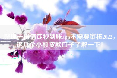 整理一份借钱秒到账app不需要审核2022，这几个小额贷款口子了解一下！