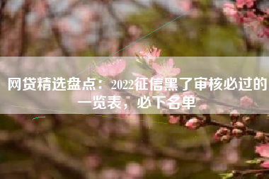 网贷精选盘点：2022征信黑了审核必过的一览表，必下名单