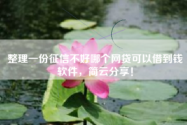 整理一份征信不好哪个网贷可以借到钱软件，简云分享！