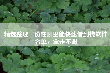 精选整理一份在哪里能快速借到钱软件名单，拿走不谢