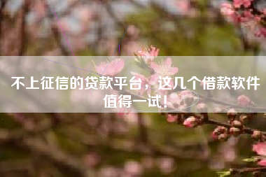不上征信的贷款平台，这几个借款软件值得一试！