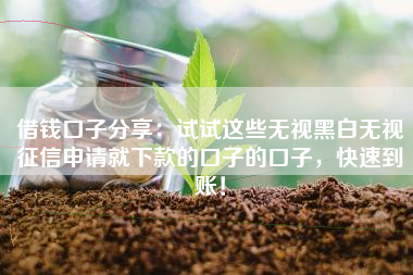 借钱口子分享：试试这些无视黑白无视征信申请就下款的口子的口子，快速到账！