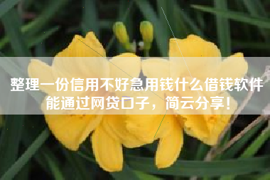 整理一份信用不好急用钱什么借钱软件能通过网贷口子，简云分享！