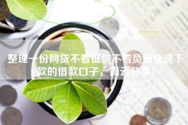 整理一份网贷不看征信不看负债快速下款的借款口子，简云分享！