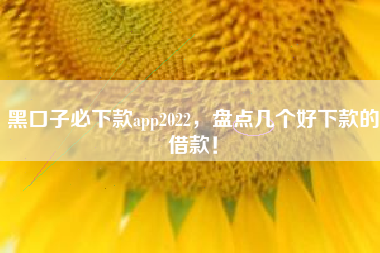 黑口子必下款app2022，盘点几个好下款的借款！