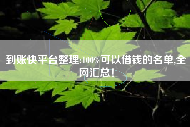 到账快平台整理:100%可以借钱的名单,全网汇总！
