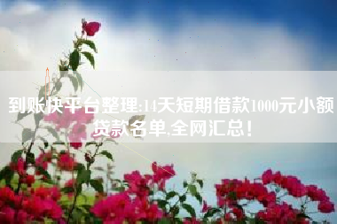 到账快平台整理:14天短期借款1000元小额贷款名单,全网汇总！