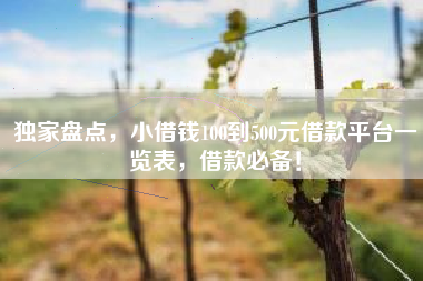 独家盘点，小借钱100到500元借款平台一览表，借款必备！