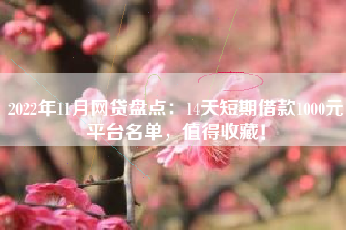 2022年11月网贷盘点：14天短期借款1000元平台名单，值得收藏！