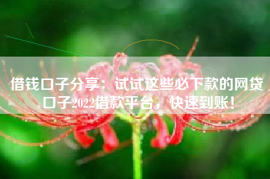 借钱口子分享：试试这些必下款的网贷口子2022借款平台，快速到账！