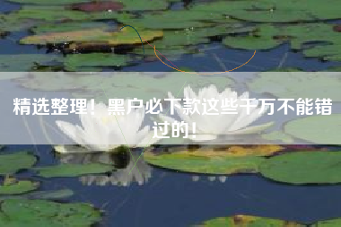精选整理！黑户必下款这些千万不能错过的！