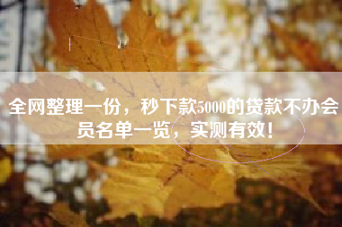 全网整理一份，秒下款5000的贷款不办会员名单一览，实测有效！