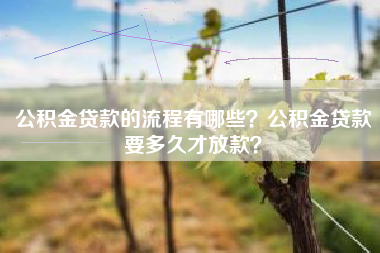公积金贷款的流程有哪些？公积金贷款要多久才放款？