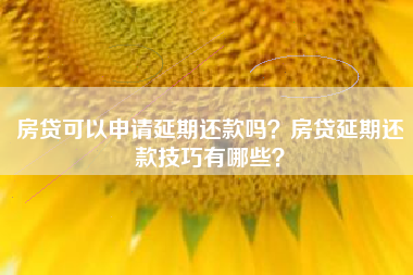 房贷可以申请延期还款吗？房贷延期还款技巧有哪些？