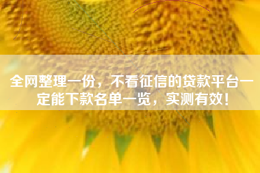 全网整理一份，不看征信的贷款平台一定能下款名单一览，实测有效！