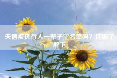 失信被执行人一辈子黑名单吗？详细了解下