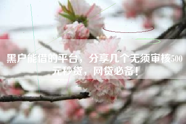 黑户能借的平台，分享几个无须审核500元秒贷，网贷必备！