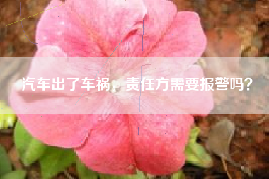 汽车出了车祸，责任方需要报警吗？