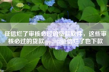 征信烂了审核必过的贷款软件，这些审核必过的贷款app2022征信烂了也下款