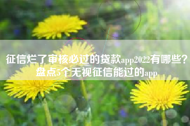 征信烂了审核必过的贷款app2022有哪些？盘点5个无视征信能过的app