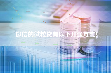 微信的微粒贷有以下开通方式！