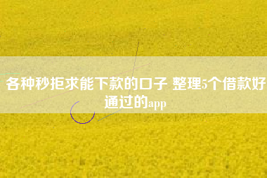 各种秒拒求能下款的口子 整理5个借款好通过的app